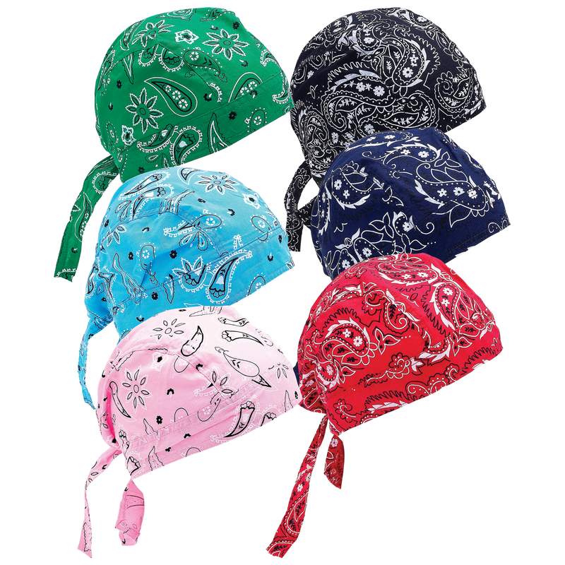 6PC ASTD PASLEY COT SKULL CAPS
