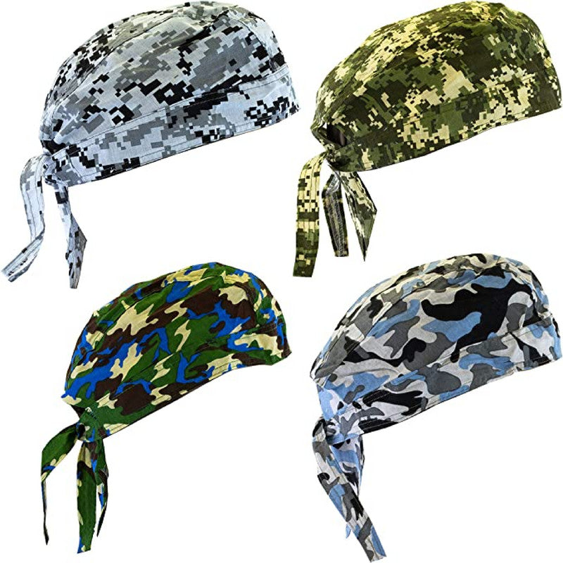 4PC COTTON CAMO SKULL CAPS