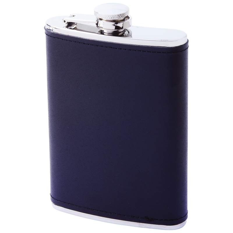 8OZ SS FLASK W/ LEATHER WRAP
