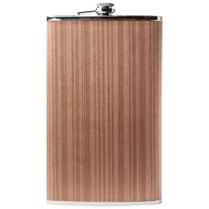 64OZ SS FLASK W/WOOD WRAP